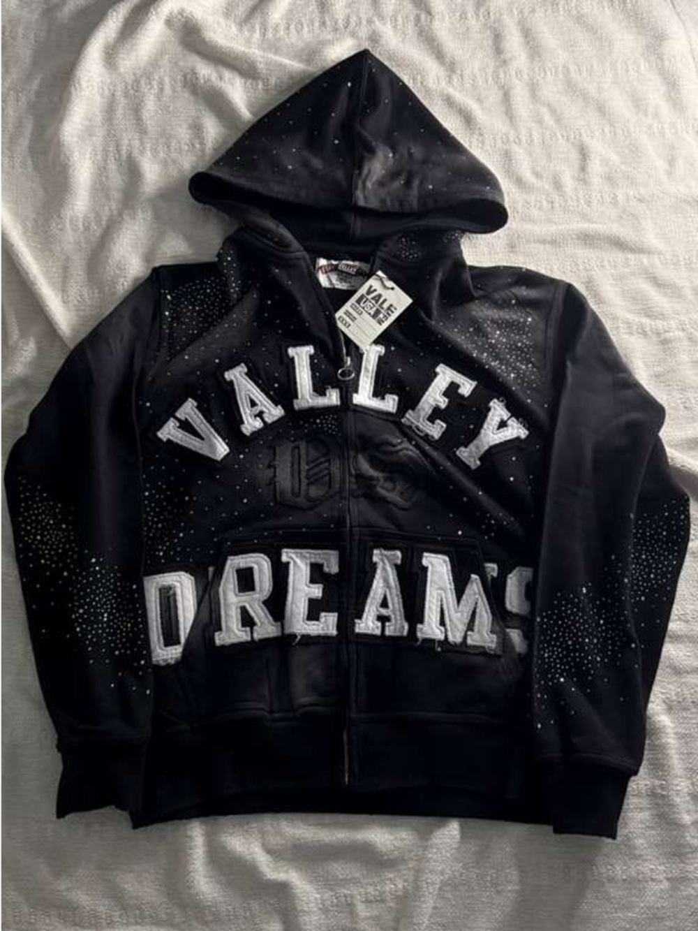 Men's Black Embellished Zip Hoodie